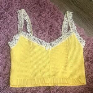 Urban Outfitters Yellow Camisole with Lace Trim